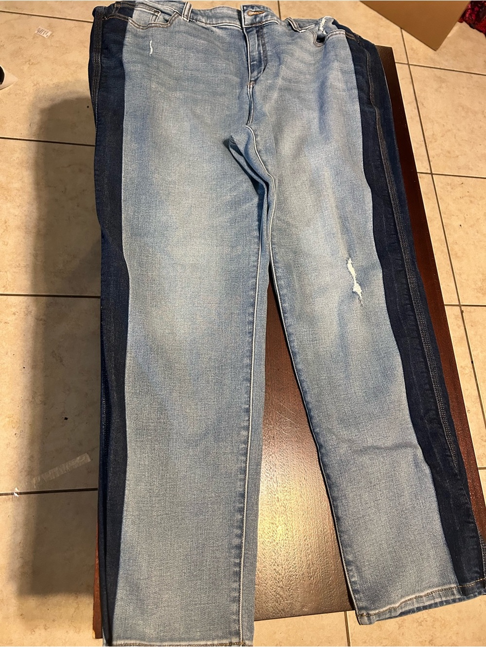 Lane Bryant Light Blue Denim Straight Leg Jeans with Dark Blue Side Panels